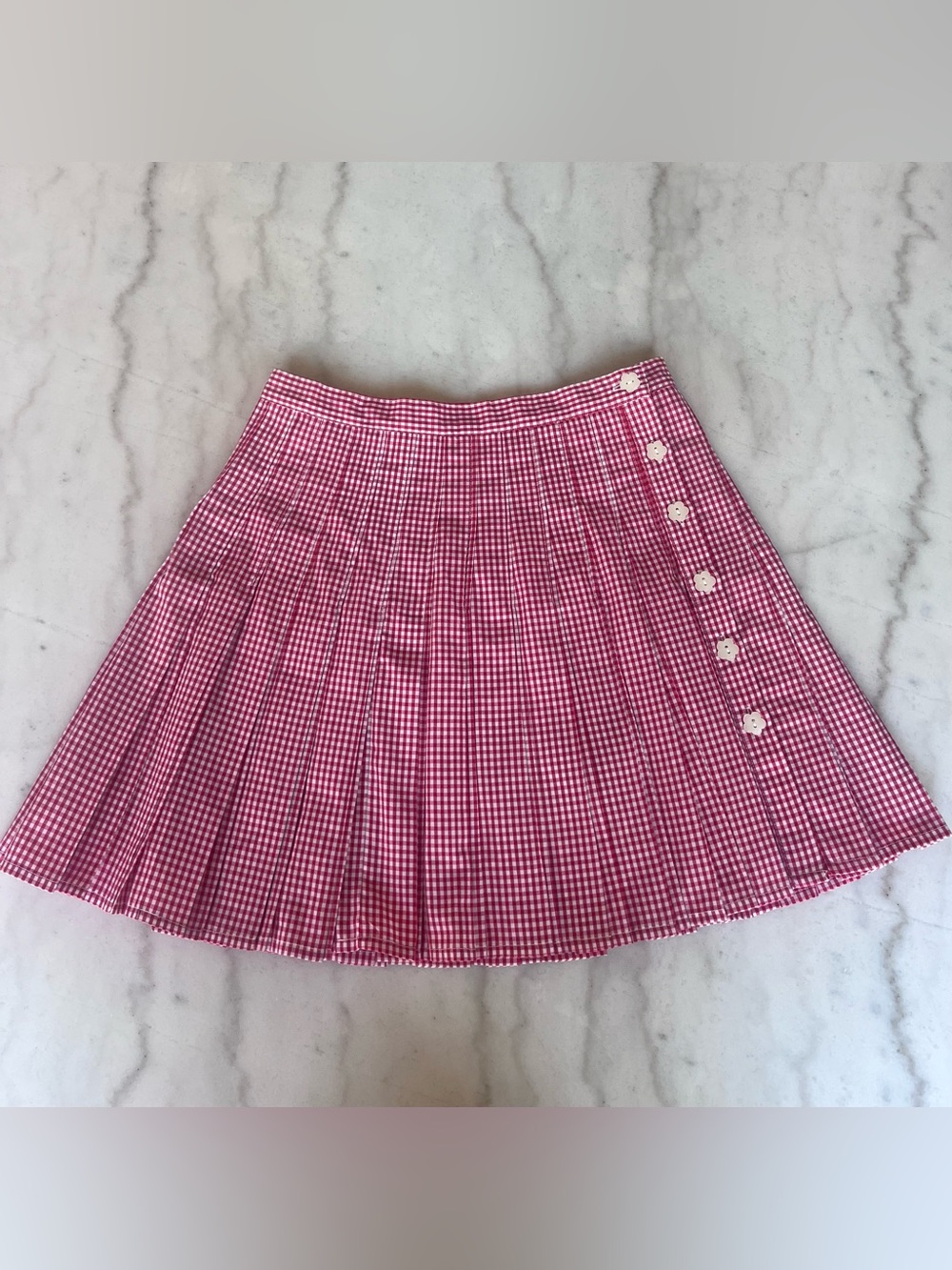 Loeffler Randall Caroline Red Gingham Pleated Mini Skirt M